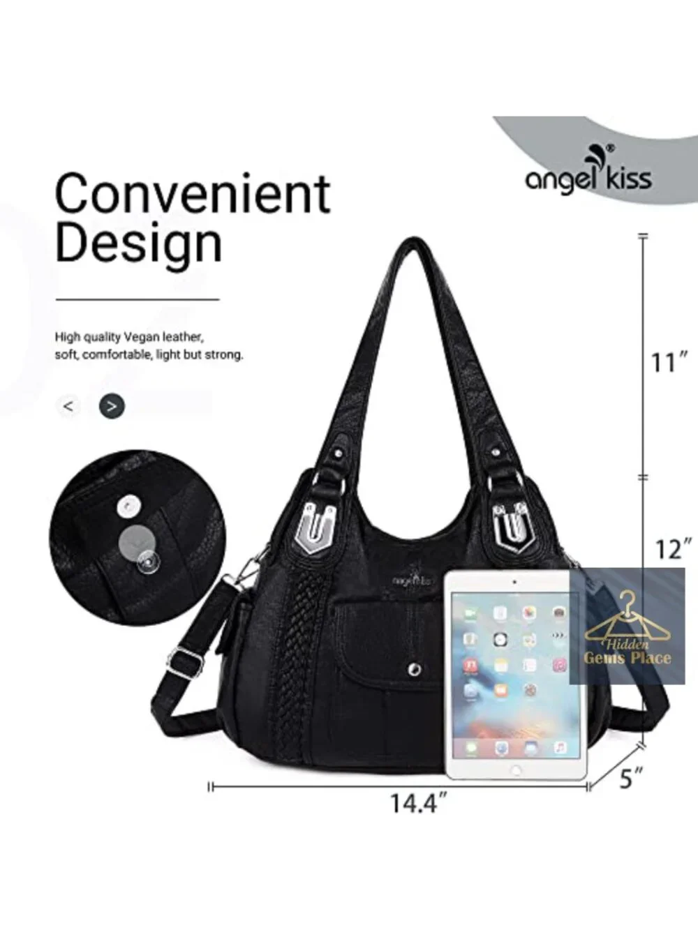 Washed Vegan Leather Crossbody Hobo Satchel Shoulder Tote Purse
